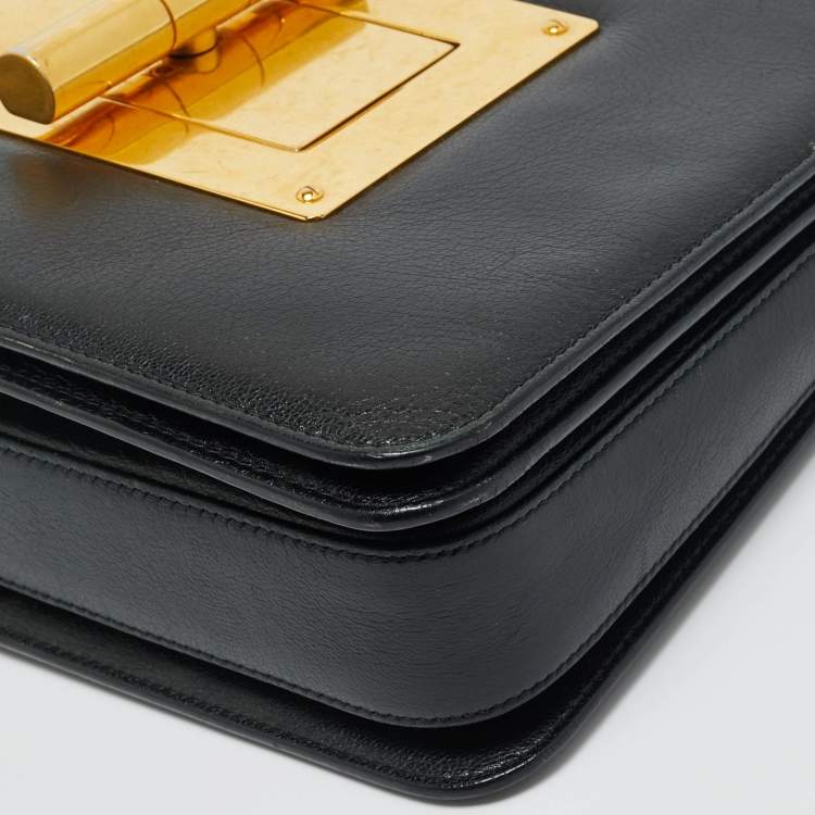 Pre Owned Tom Ford Black Leather Large Natalia Shoulder Bag