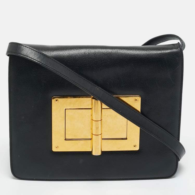 Pre Owned Tom Ford Black Leather Large Natalia Shoulder Bag
