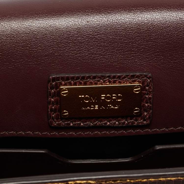 Pre Owned Tom Ford Burgundy Lizard Natalia Chain Shoulder Bag