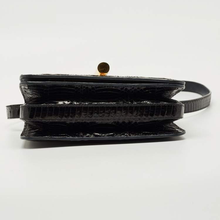 مملوكة مسبقًا Tom Ford Black Watersnake Leather Small Natalia Crossbody Bag