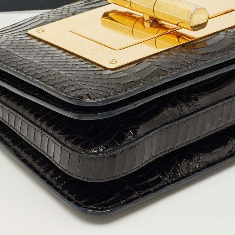 مملوكة مسبقًا Tom Ford Black Watersnake Leather Small Natalia Crossbody Bag