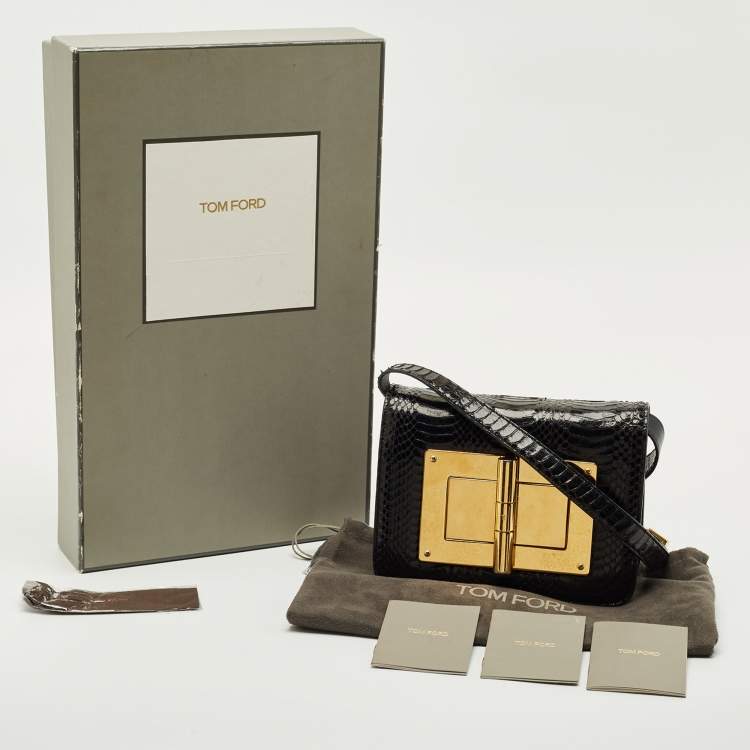 مملوكة مسبقًا Tom Ford Black Watersnake Leather Small Natalia Crossbody Bag