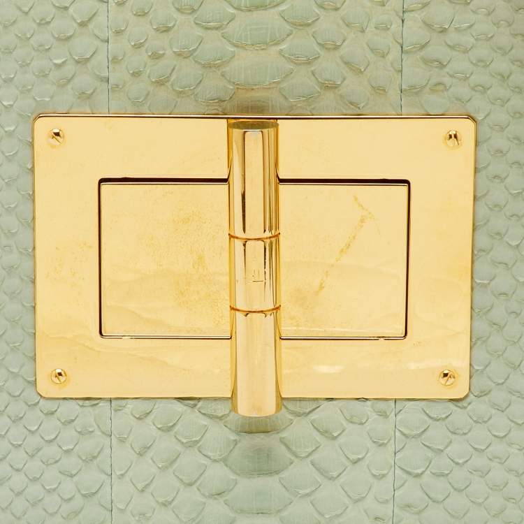 Pre Owned Tom Ford Mint Green Python Large Natalia Shoulder Bag