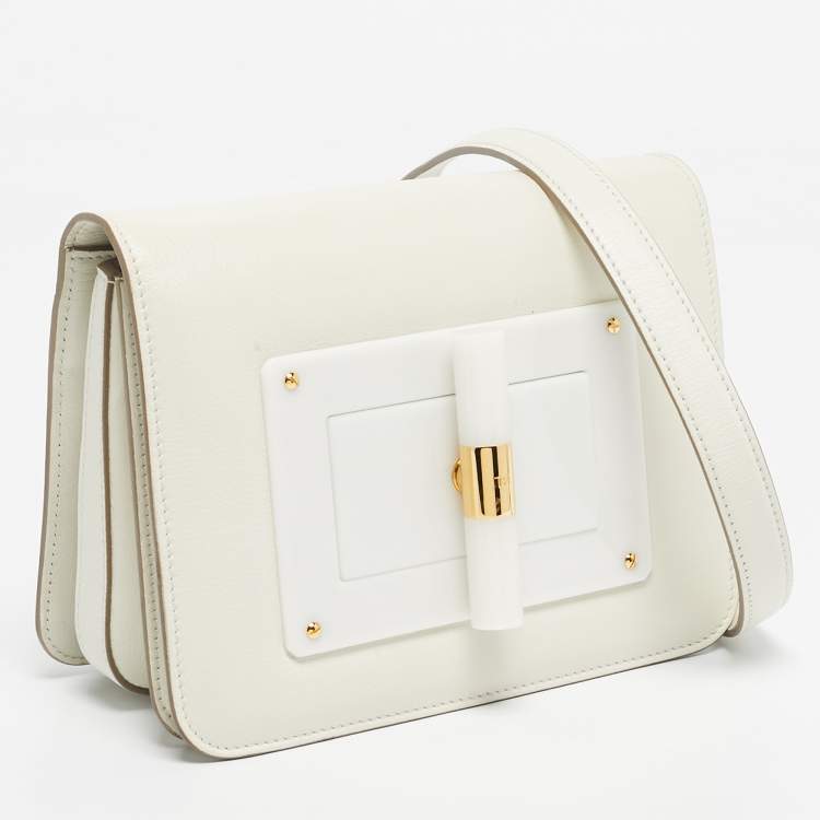 Pre Owned Tom Ford White Leather Small Natalia Crossbody Bag