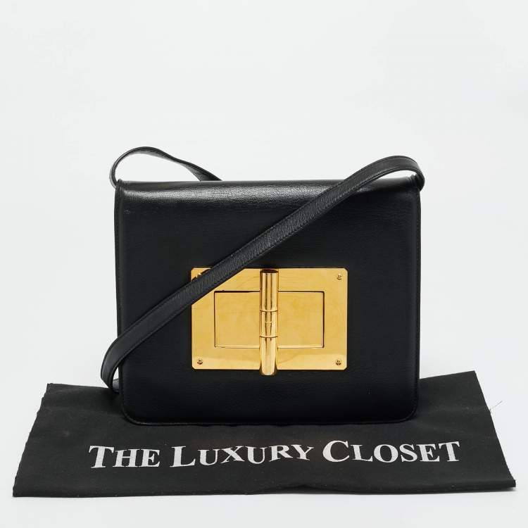 Pre Owned Tom Ford Black Leather Large Natalia Shoulder Bag