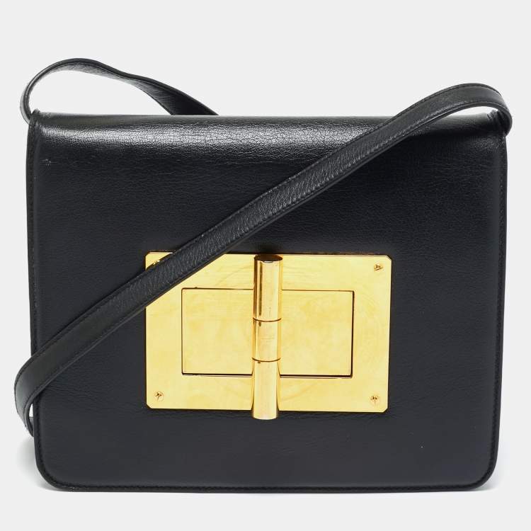 Pre Owned Tom Ford Black Leather Large Natalia Shoulder Bag