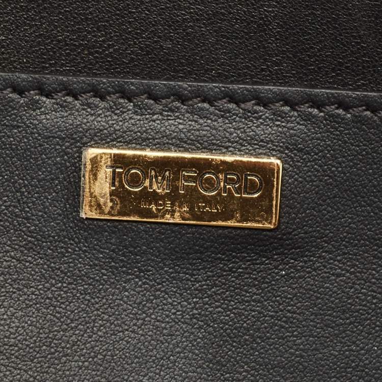 Pre Owned Tom Ford Gold/Black Python Chain Detail Clutch