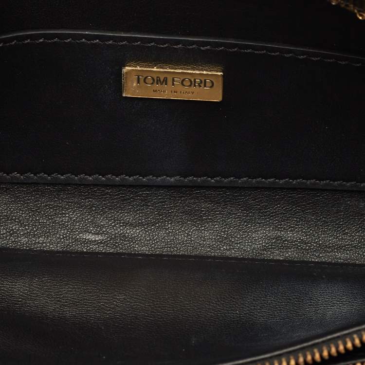 Pre Owned Tom Ford Gold/Black Python Chain Detail Clutch