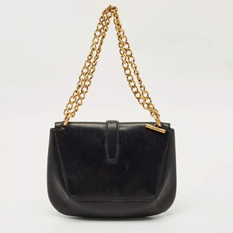 Pre Owned Tom Ford Black Leather Tara Chain Shoulder Bag