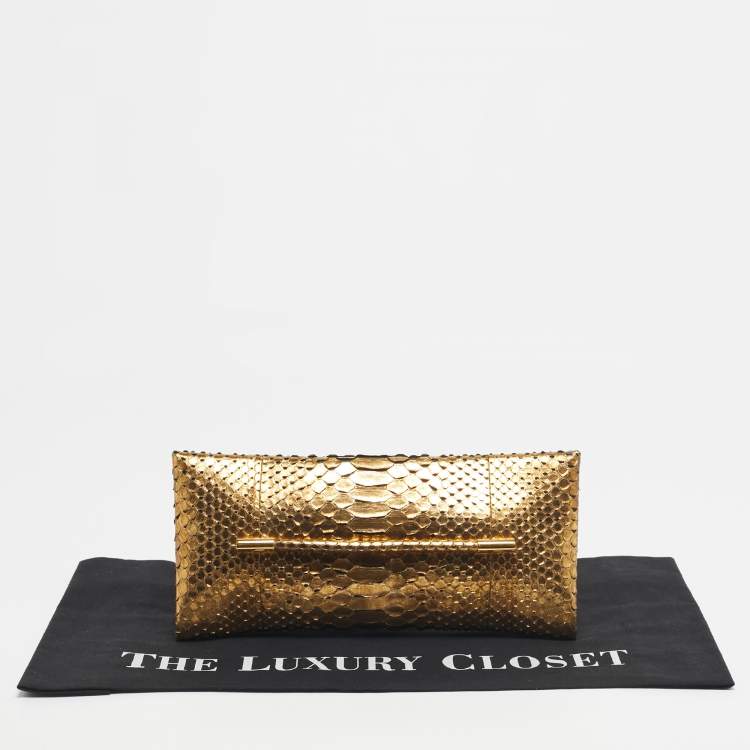 Pre Owned Tom Ford Gold Python Ava Clutch