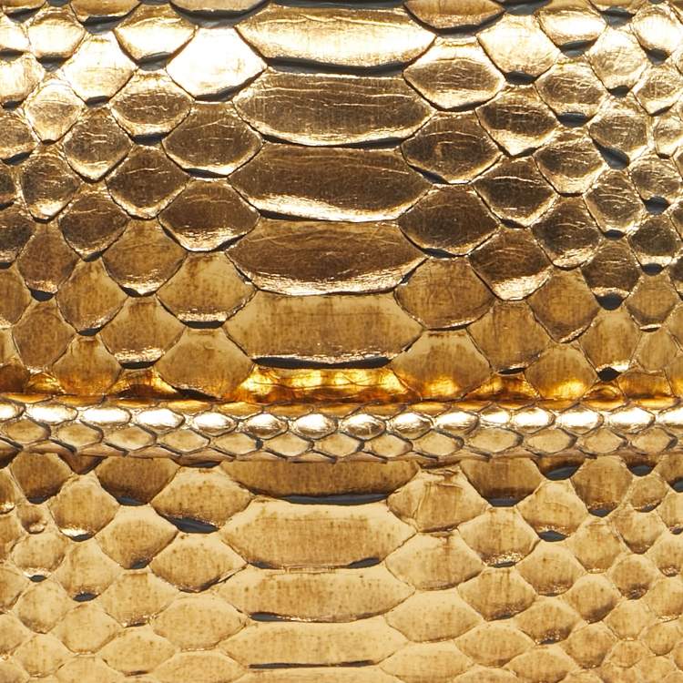 Pre Owned Tom Ford Gold Python Ava Clutch