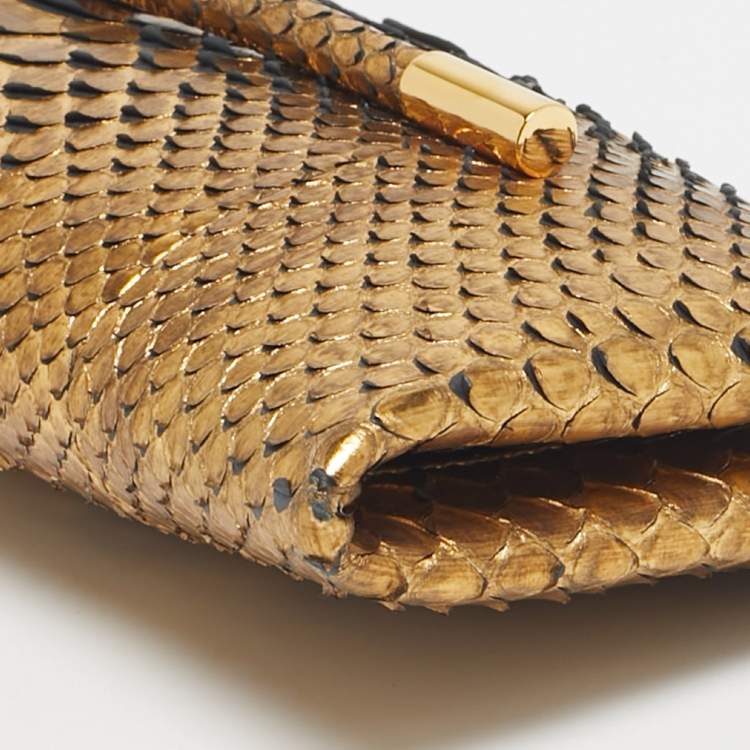 Pre Owned Tom Ford Gold Python Ava Clutch