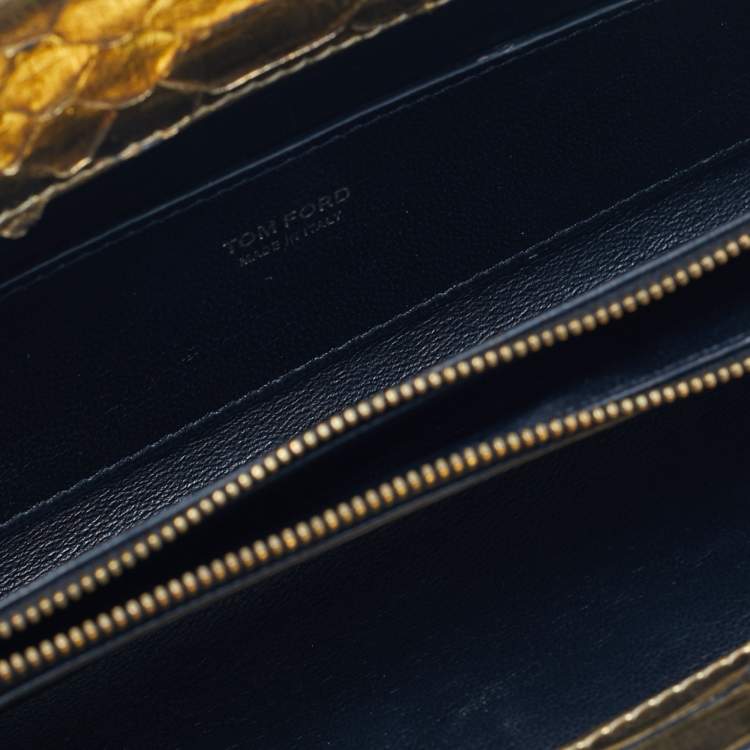 Pre Owned Tom Ford Gold Python Ava Clutch