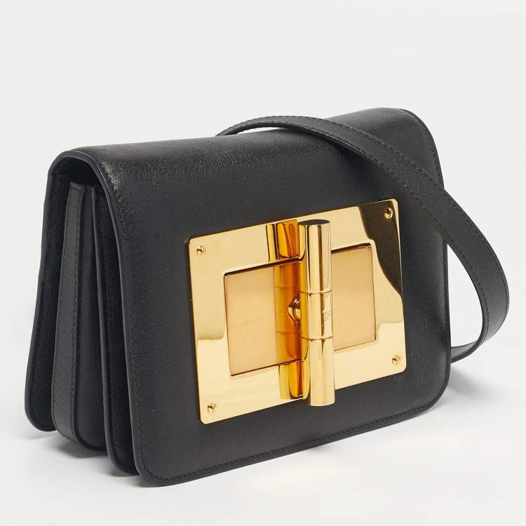 Pre Owned Tom Ford Black Leather Small Natalia Crossbody Bag