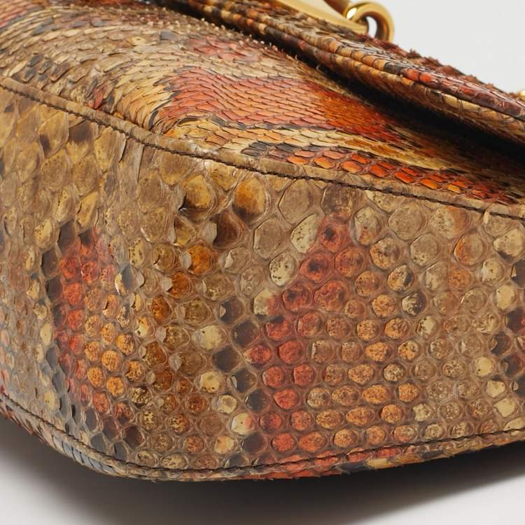 Pre Owned Tom Ford Orange/Cream Python Carine Shoulder Bag