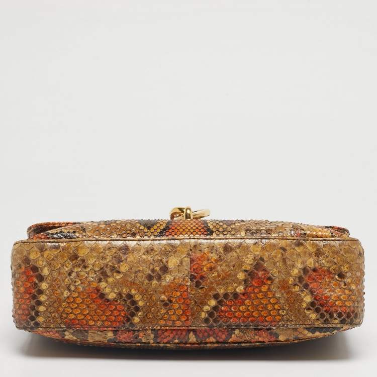 Pre Owned Tom Ford Orange/Cream Python Carine Shoulder Bag