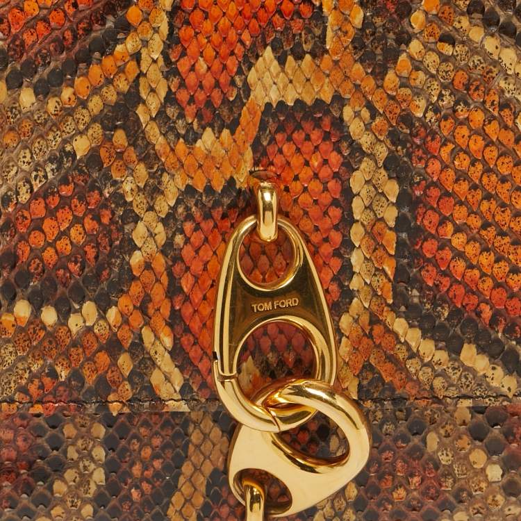 Pre Owned Tom Ford Orange/Cream Python Carine Shoulder Bag