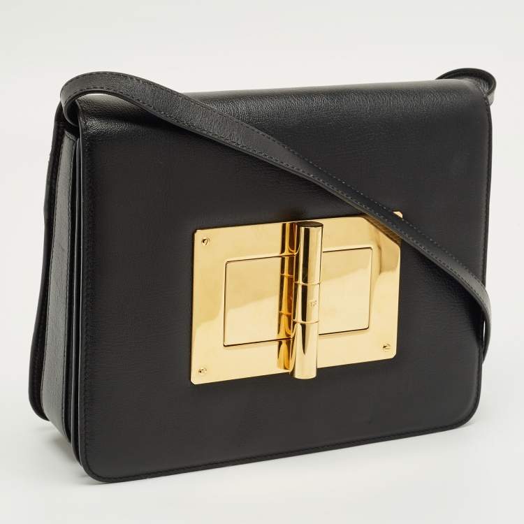 Pre Owned Tom Ford Black Leather Large Natalia Shoulder Bag