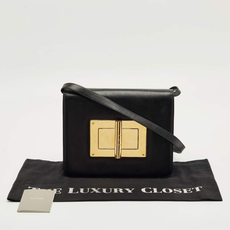 Pre Owned Tom Ford Black Leather Large Natalia Shoulder Bag
