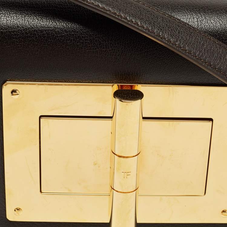 Pre Owned Tom Ford Dark Brown Leather Small Natalia Crossbody Bag
