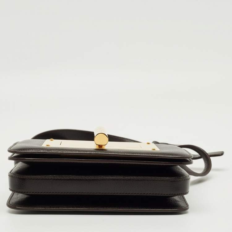 Pre Owned Tom Ford Dark Brown Leather Small Natalia Crossbody Bag