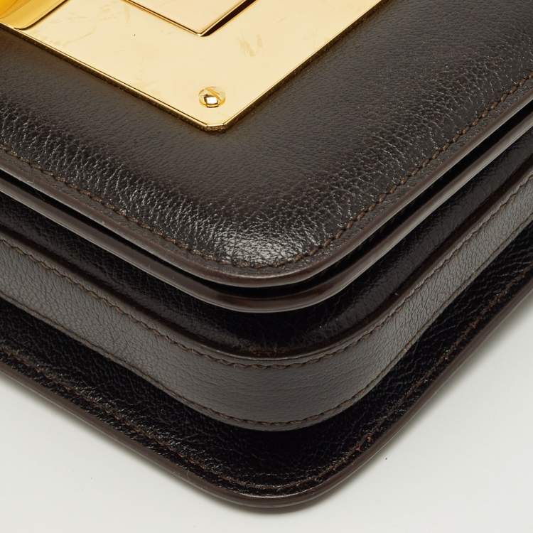 Pre Owned Tom Ford Dark Brown Leather Small Natalia Crossbody Bag