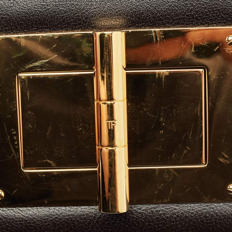 Pre Owned Tom Ford Dark Brown Leather Small Natalia Crossbody Bag