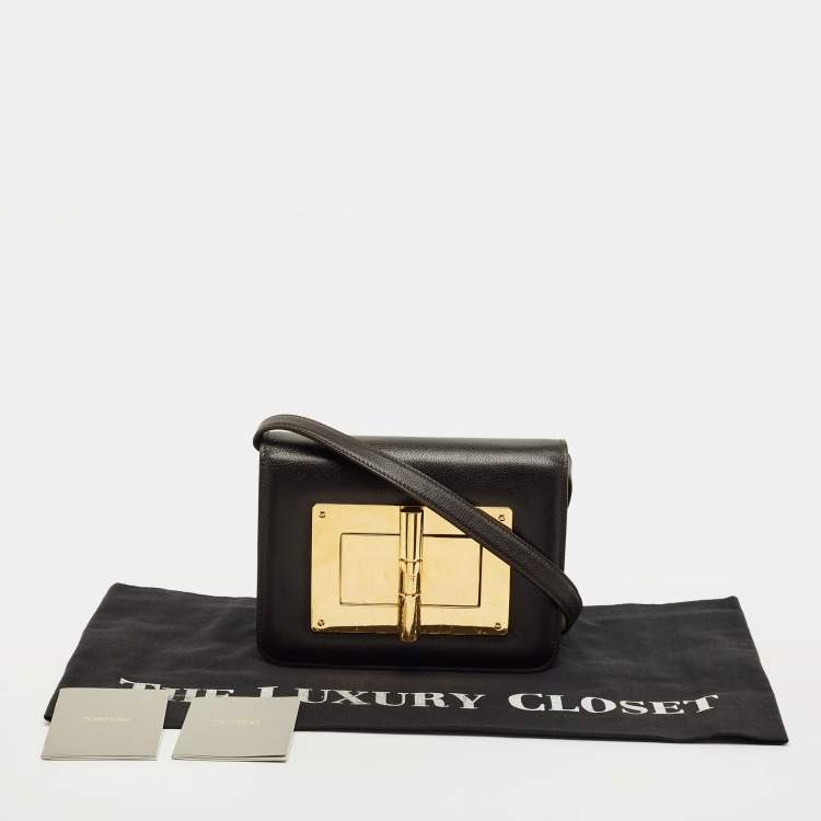 Pre Owned Tom Ford Dark Brown Leather Small Natalia Crossbody Bag