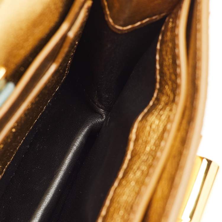 مملوكة مسبقًا Tom Ford Metallic Gold Python Natalia Chain Crossbody Bag