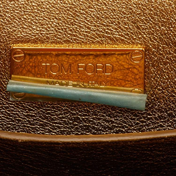 مملوكة مسبقًا Tom Ford Metallic Gold Python Natalia Chain Crossbody Bag