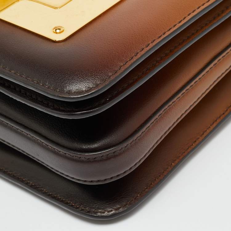 Pre Owned Tom Ford Ombre Brown Leather Small Natalia Crossbody Bag