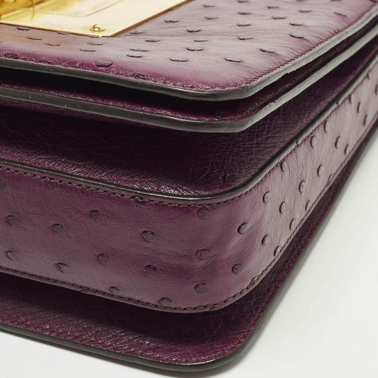 Pre Owned Tom Ford Natalia Large Purple Ostrich Shoulder Bag