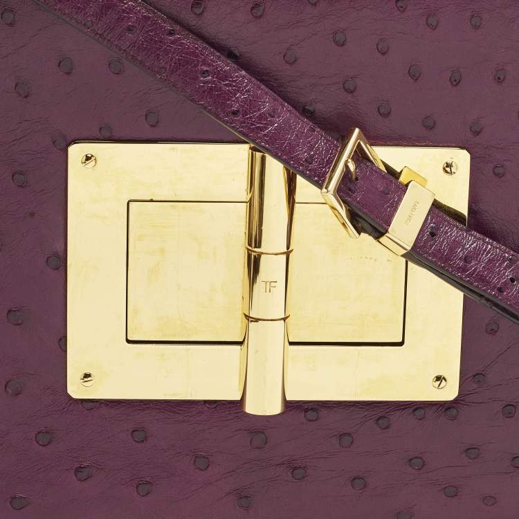 Pre Owned Tom Ford Natalia Large Purple Ostrich Shoulder Bag