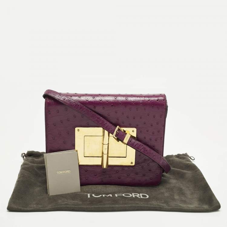 Pre Owned Tom Ford Natalia Large Purple Ostrich Shoulder Bag
