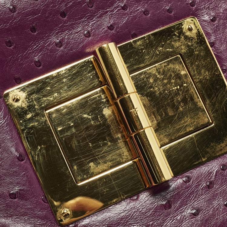 Pre Owned Tom Ford Natalia Large Purple Ostrich Shoulder Bag