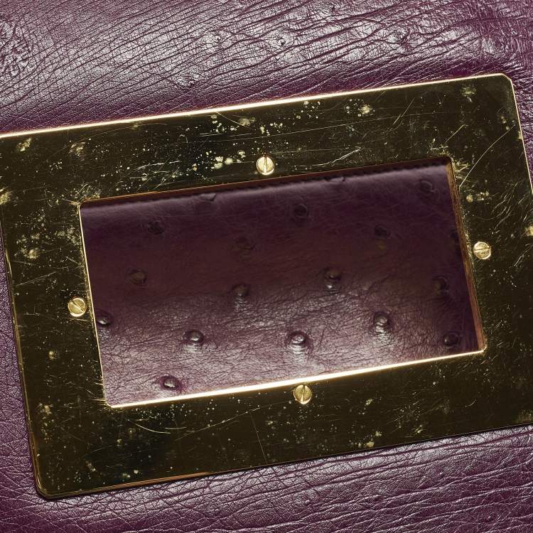 Pre Owned Tom Ford Natalia Large Purple Ostrich Shoulder Bag