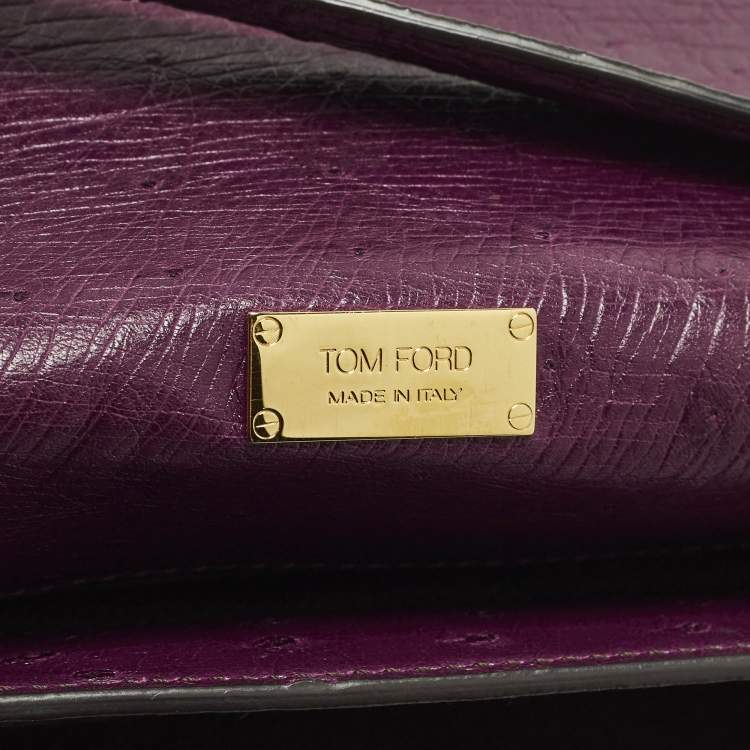 Pre Owned Tom Ford Natalia Large Purple Ostrich Shoulder Bag