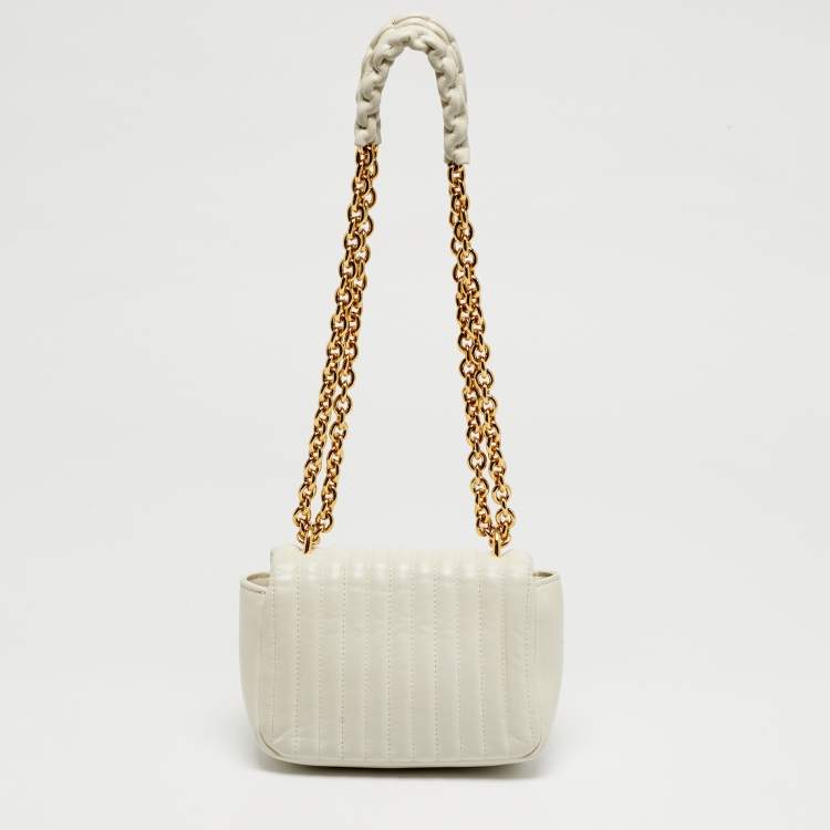 Pre Owned Tom Ford Natalia Mini Off White Quilted Striped Shoulder Bag