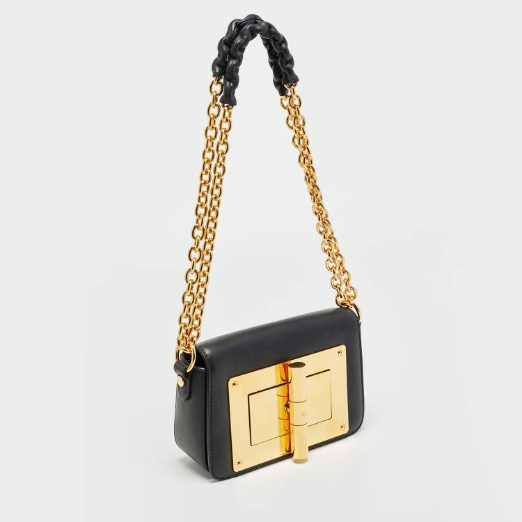 مملوكة مسبقًا Tom Ford Natalia Mini Black Leather Shoulder Bag