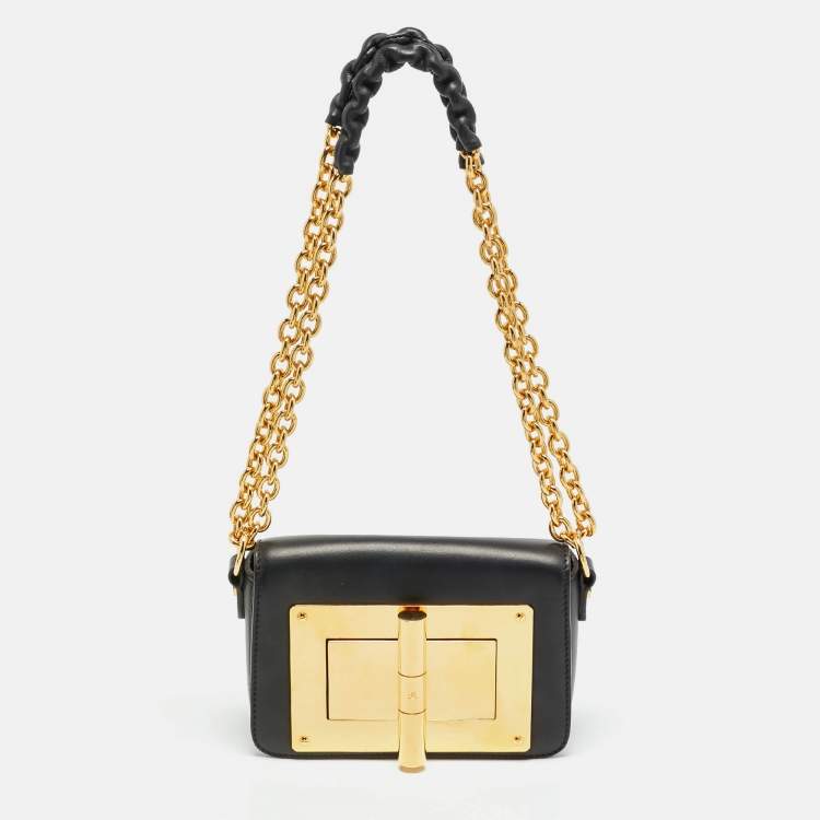 مملوكة مسبقًا Tom Ford Natalia Mini Black Leather Shoulder Bag