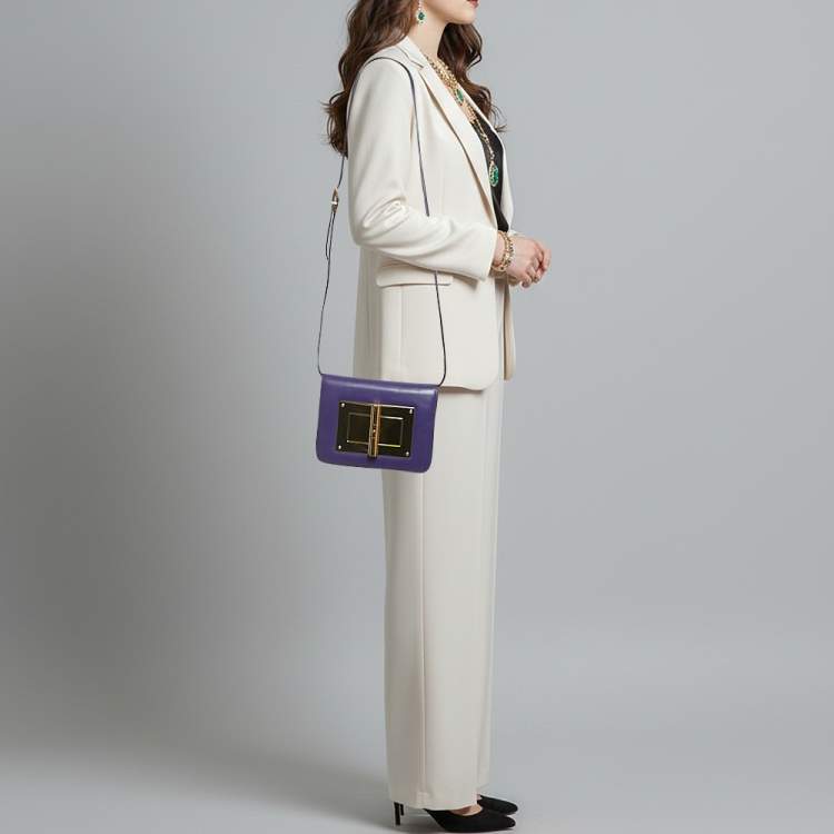 مملوكة مسبقًا Tom Ford Natalia Small Purple Leather Shoulder Bag