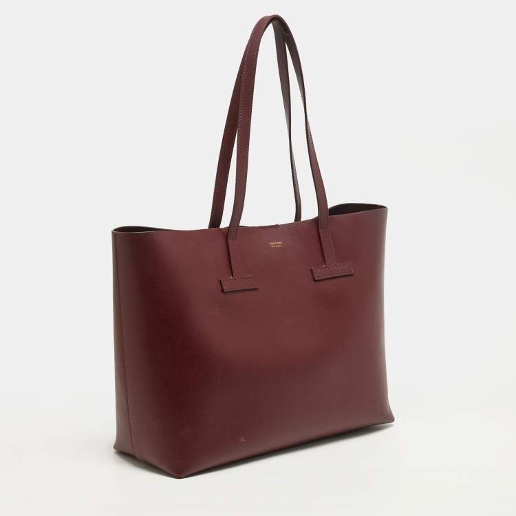Pre Owned Tom Ford T Dark Red Leather Shopper Tote