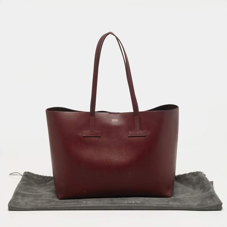 Pre Owned Tom Ford T Dark Red Leather Shopper Tote