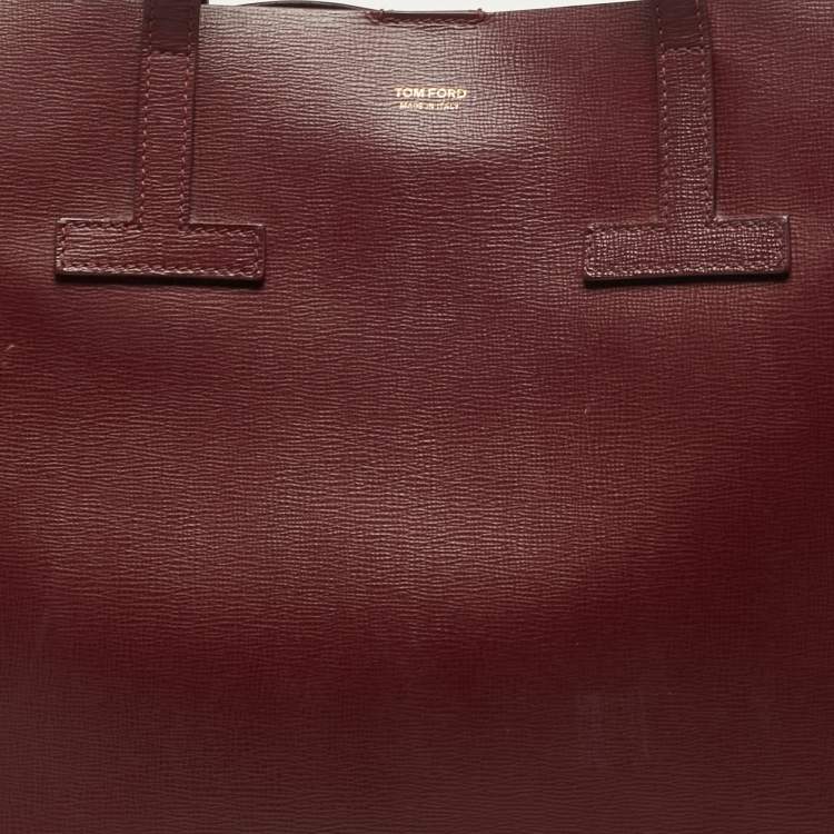 Pre Owned Tom Ford T Dark Red Leather Shopper Tote