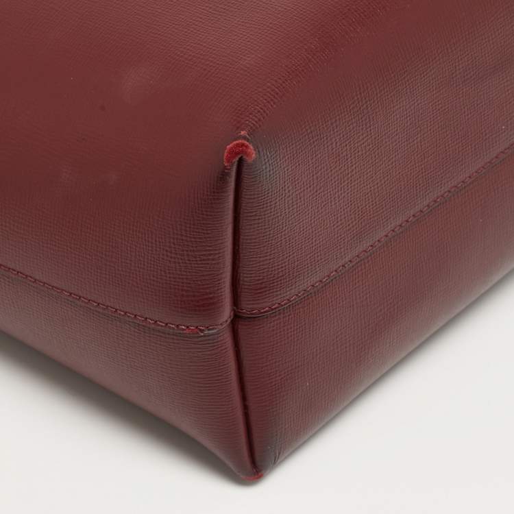 Pre Owned Tom Ford T Dark Red Leather Shopper Tote