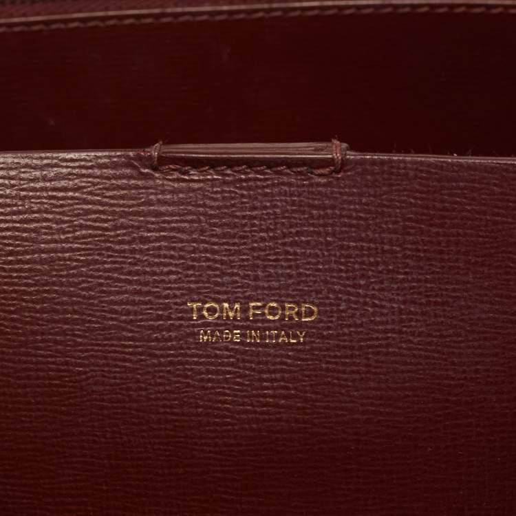 Pre Owned Tom Ford T Dark Red Leather Shopper Tote
