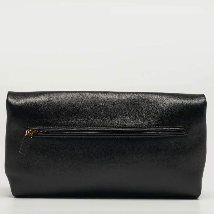 مملوكة مسبقًا Tom Ford Natalia Convertible Black Leather Clutch