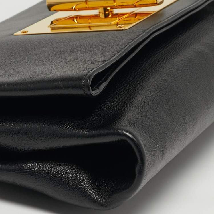 مملوكة مسبقًا Tom Ford Natalia Convertible Black Leather Clutch