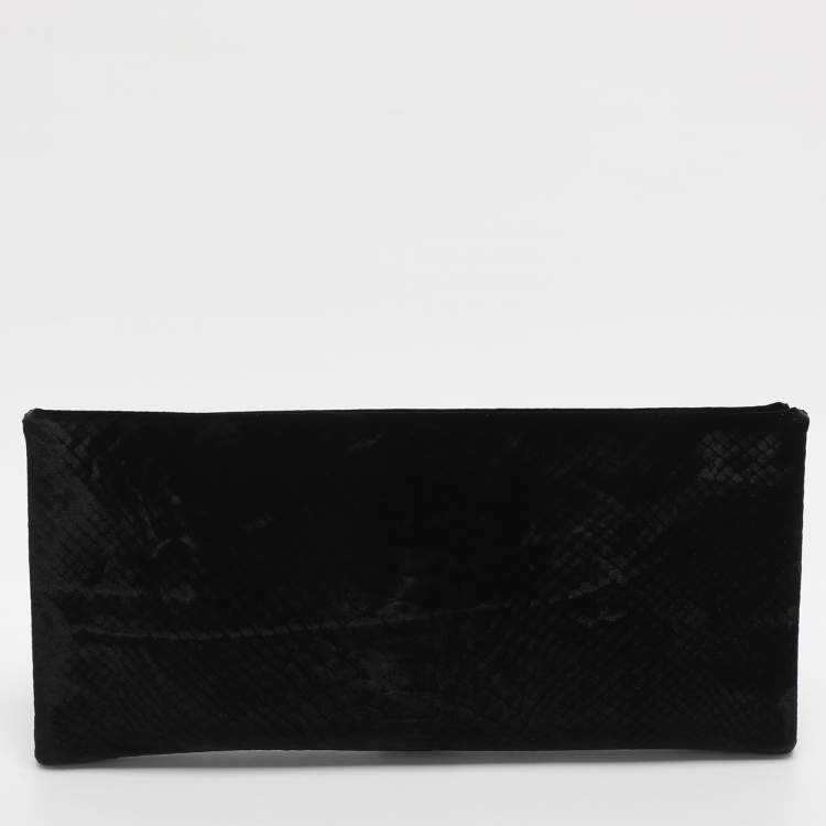 Pre Owned Tom Ford Ava Black Python Print Velvet Clutch