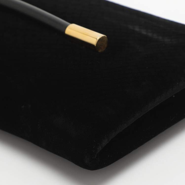 Pre Owned Tom Ford Ava Black Python Print Velvet Clutch